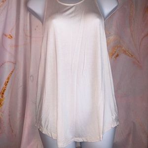 Pink Flowy White Tank